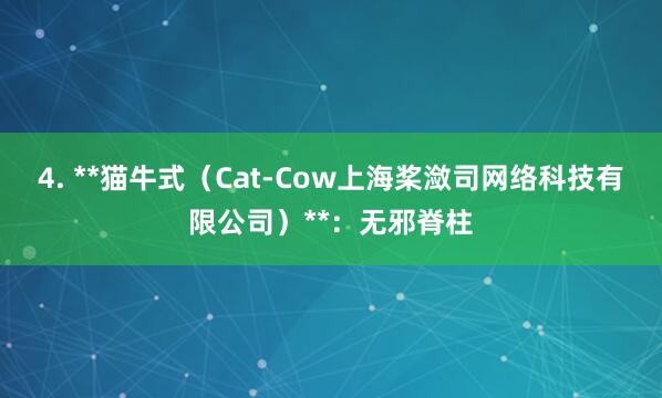 4. **猫牛式（Cat-Cow上海桨潋司网络科技有限公司）**：无邪脊柱